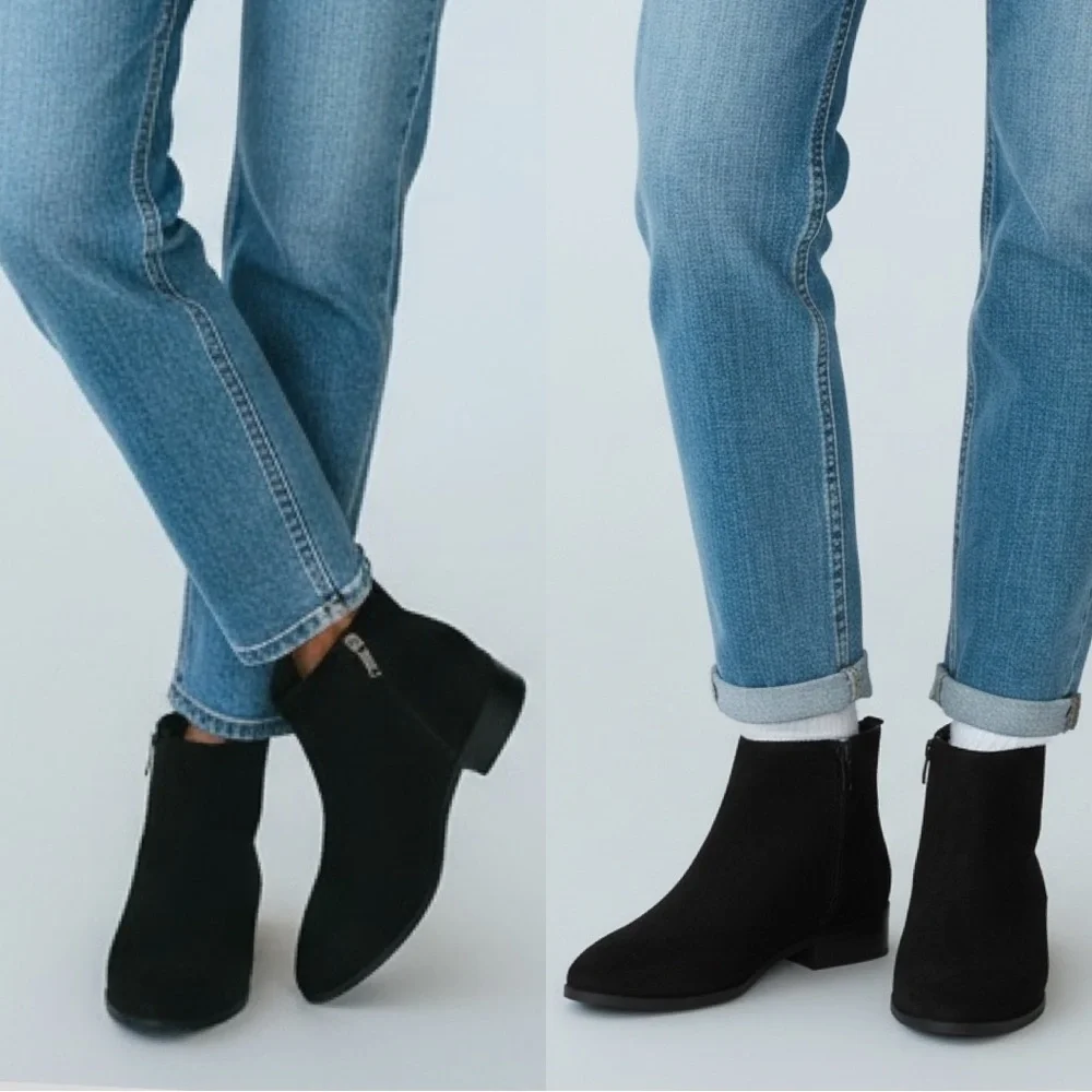 J. Crew Women’s Faux Suede Black Flat Ankle Boots